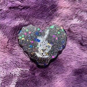 Glitter Heart-Shaped Brooch with Colorful Accents
